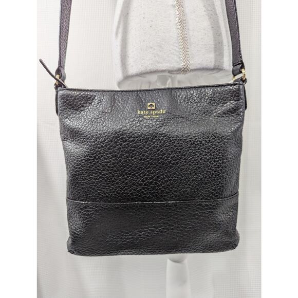 KATE SPADE! GENUINE BLACK LEATHER CROSSBODY BAG, PURSE, HANDBAG! SO PRETTY! - Picture 3 of 11